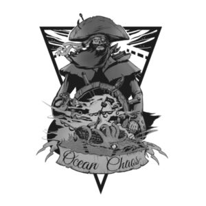 OCEAN CHAOS - B/W - Kids Youth T shirt Design