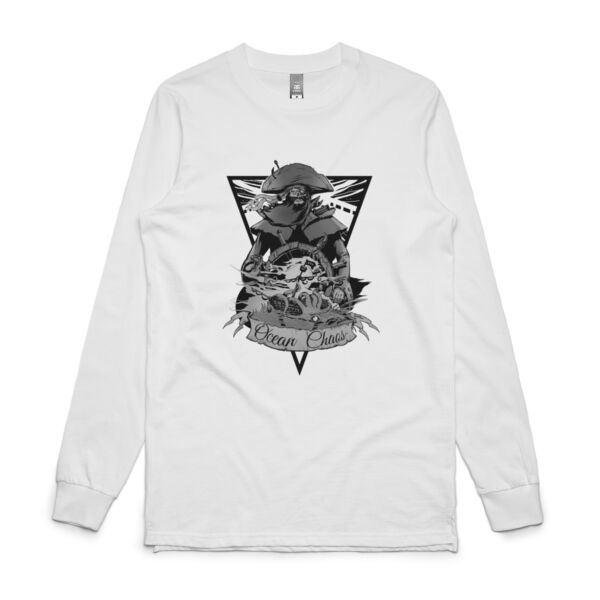 OCEAN CHAOS - B/W - Mens Base Longsleeve Tee Thumbnail