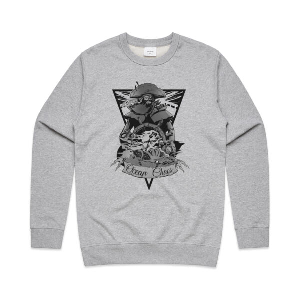 OCEAN CHAOS - B/W - Mens Premium Crew Thumbnail